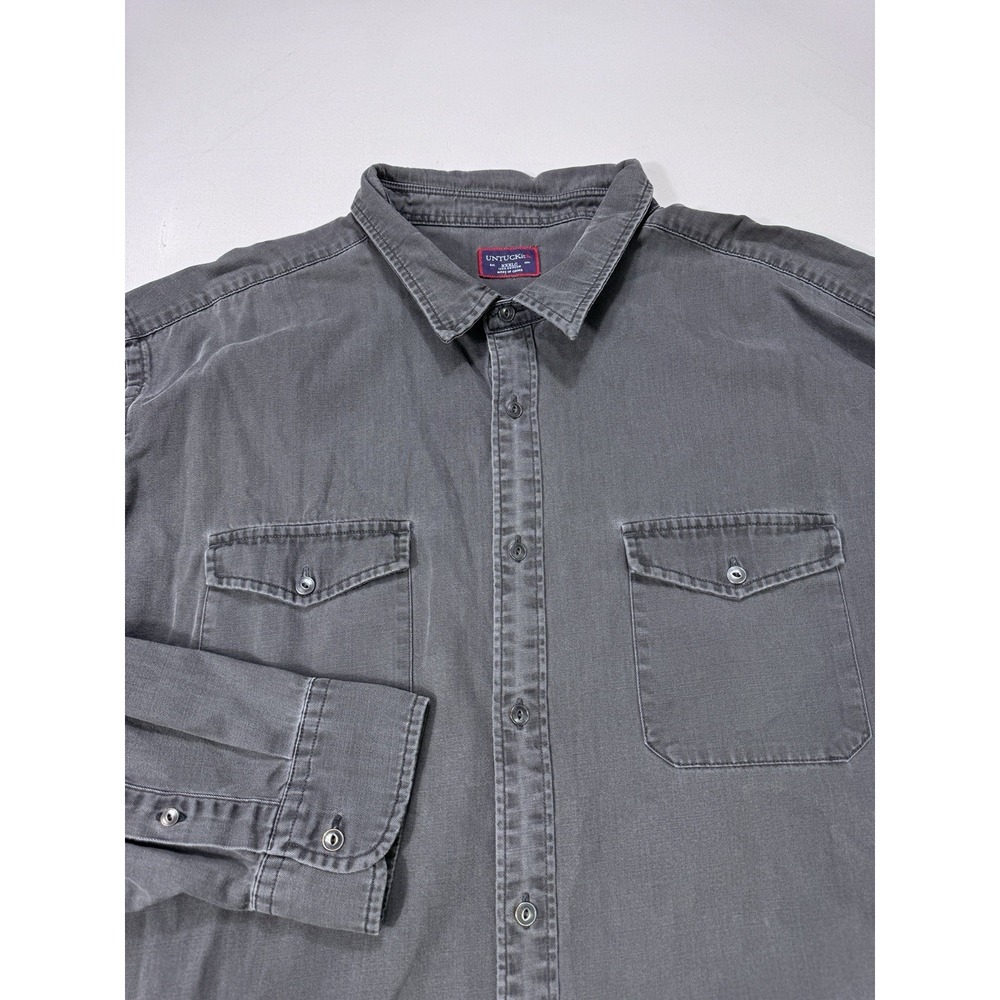 UNTUCKit Edgewood Denim Shirt Mens 3XXLC Black Cotton Button Up UT-14-31139